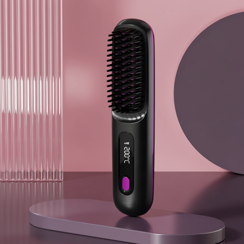 Brosse lissante fond rose
